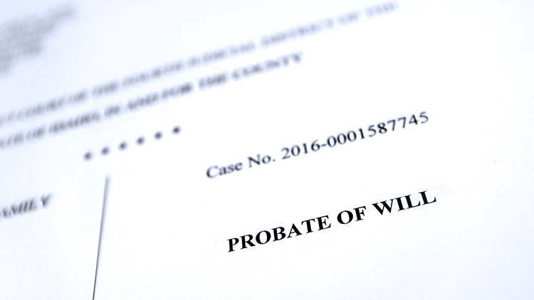 Probate of will document