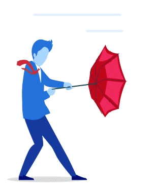 Person with umbrella opening in the wind