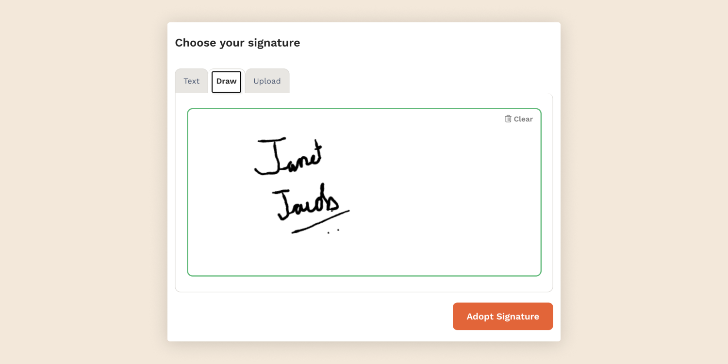 Signers can choose the 'Draw' option to change the style of their signature. They can use a mousepad or stylus to re-create their sign.