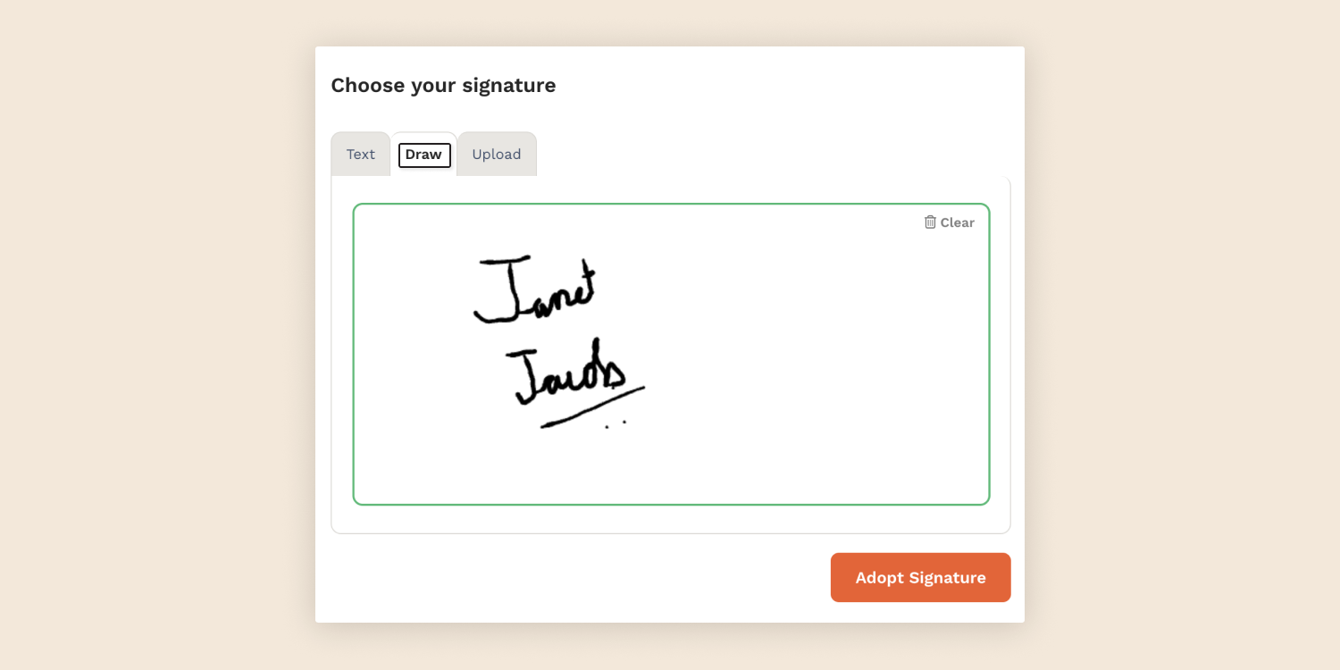 With LegalZoom eSignature service, you can draw your e-signature using a mouse in the signature box and sign the document online.