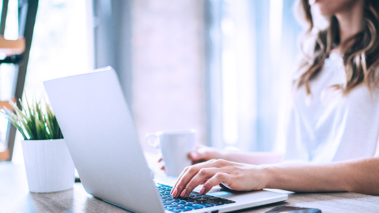 Woman working on laptop