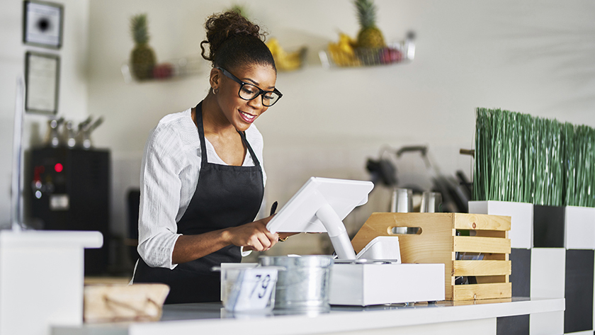 woman working cash register